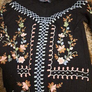 EMBROIDERED WOOL BLEND SWEATER BLACK SIZE SMALL